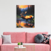 Majestic Elk Staande Berg Stoom Schilderen Canvas Afdruk (Insitu (Woonkamer))