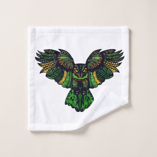 Majestic Emerald Owl Bad Handdoek (Wasdoekje)
