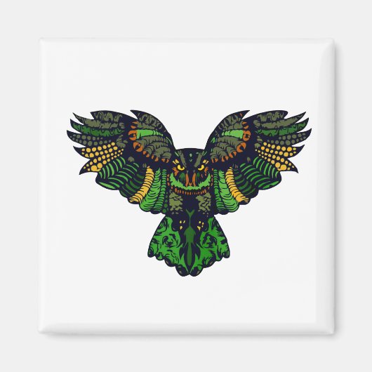 Majestic Emerald Owl Magneet (Voorkant)