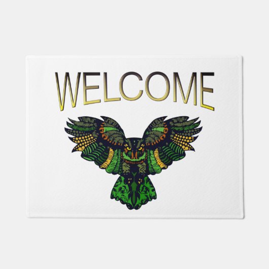 Majestic Emerald Owl Welkom Deurmat (Voorkant)