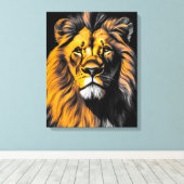 Majestic Face van de Lion Canvas Afdruk (Insitu (Houten vloer))