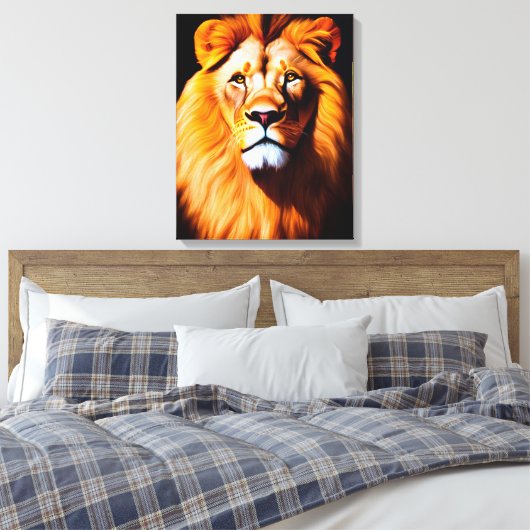 Majestic Face van de Lion Canvas Afdruk (Insitu (Slaapkamer))