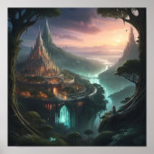 Majestic Fantasy Castle - betoverde landschapskuns Poster (Voorkant)
