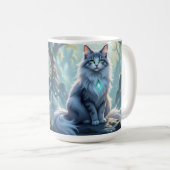 **Majestic Fantasy Cat with Mystical Aura – High F Koffiemok (Voorkant rechts)