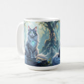 **Majestic Fantasy Cat with Mystical Aura – High F Koffiemok (Voorkant links)