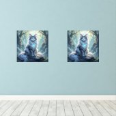 **Majestic Fantasy Cat with Mystical Aura – High F Muurkunst Sets (Houten vloer)