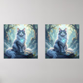 **Majestic Fantasy Cat with Mystical Aura – High F Muurkunst Sets (Voorkant)