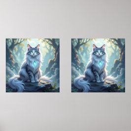 **Majestic Fantasy Cat with Mystical Aura – High F Muurkunst Sets