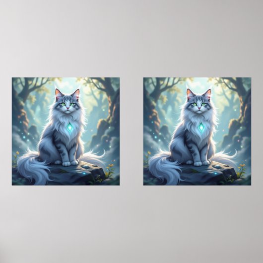 **Majestic Fantasy Cat with Mystical Aura – High F Muurkunst Sets (Voorkant)