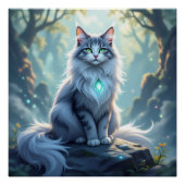 **Majestic Fantasy Cat with Mystical Aura – High F Perfect Poster (Voorkant)