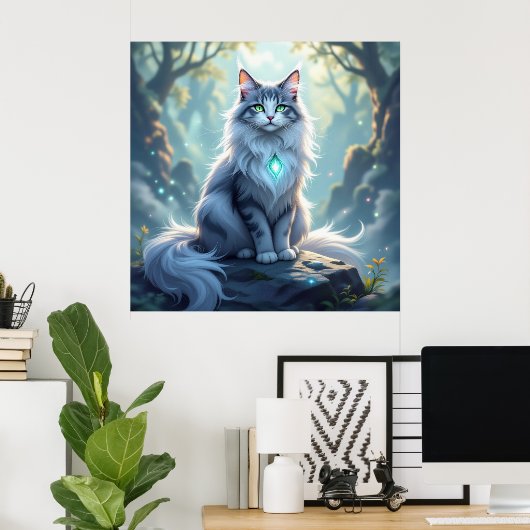 **Majestic Fantasy Cat with Mystical Aura – High F Poster (Thuiskantoor)