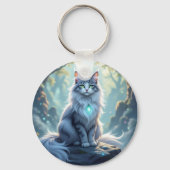 **Majestic Fantasy Cat with Mystical Aura – High F Sleutelhanger (Voorkant)