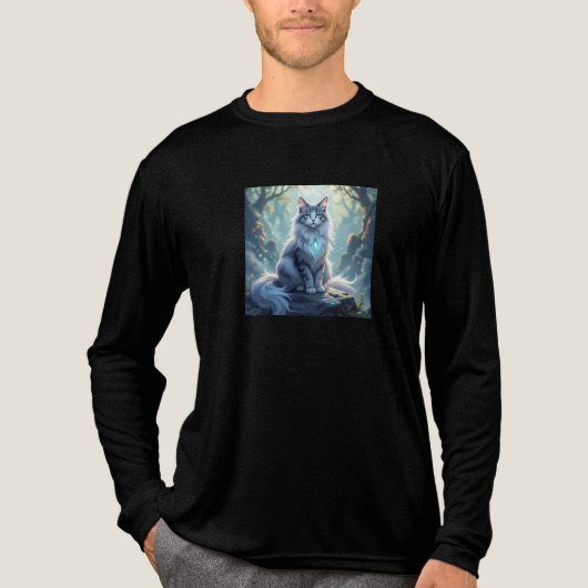 **Majestic Fantasy Cat with Mystical Aura – High F Tri-Blend Shirt (Voorkant volledig)