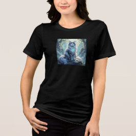 **Majestic Fantasy Cat with Mystical Aura – High F Tri-Blend Shirt