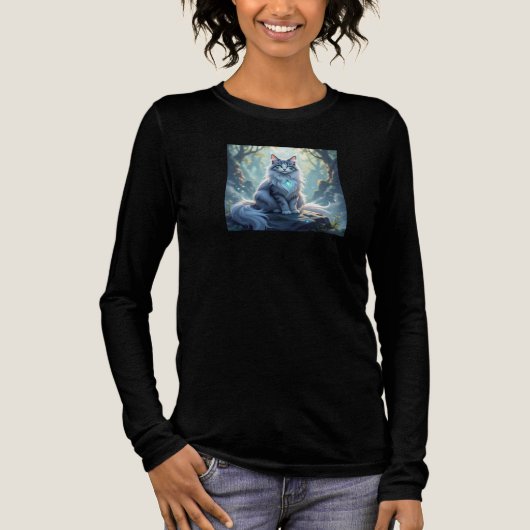 **Majestic Fantasy Cat with Mystical Aura – High F Tri-Blend Shirt (Voorkant)