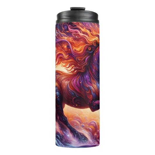 Majestic Fantasy Horse Cosmic Swirl Thermosbeker (Voorkant)