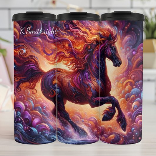 Majestic Fantasy Horse Cosmic Swirl Thermosbeker