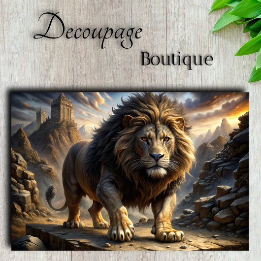 Majestic Fantasy Lion Decoupage Tissuepapier