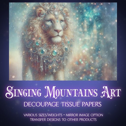 Majestic Fantasy Lion King Decoupage Tissuepapier