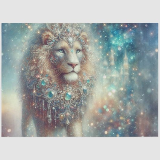 Majestic Fantasy Lion King Decoupage Tissuepapier (Voorkant)