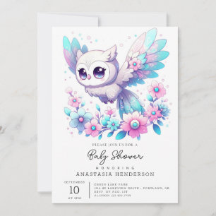 Majestic Fantasy Owl Baby shower Kaart