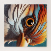 Majestic Fiery Bird Portrait - Intense Close-Up Legpuzzel (Horizontaal)