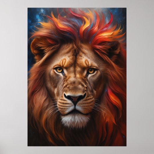 Majestic Fire Lion Poster (Voorkant)