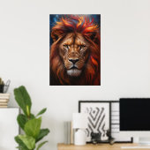 Majestic Fire Lion Poster (Thuiskantoor)