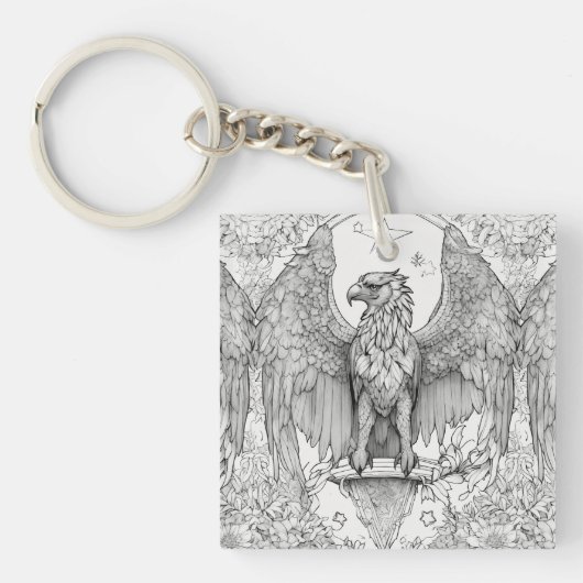 "Majestic Flight: Eagle Tattoo acryl Sleutelhanger (voorkant)