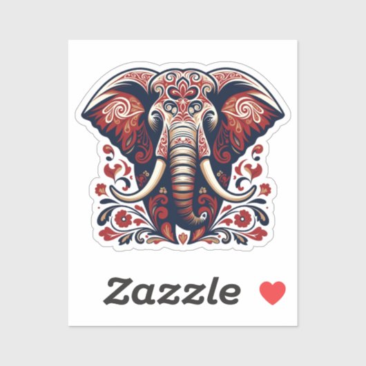 Majestic Floral Elephant - Boho Tribal Sticker (Vel)