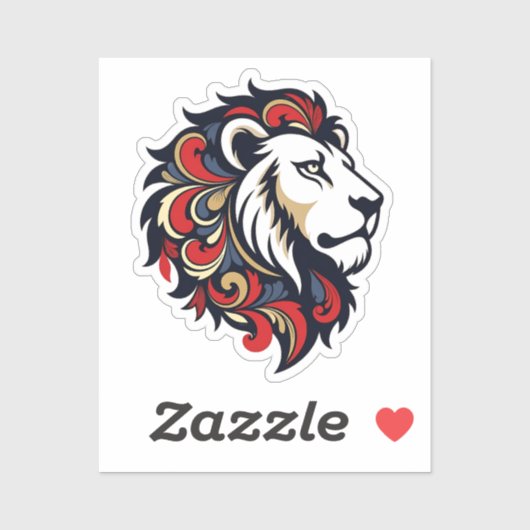 Majestic Floral Lion - Stylized Royal Mascot Stick Sticker (Vel)