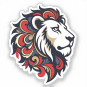 Majestic Floral Lion - Stylized Royal Mascot Stick Sticker (Voorkant)