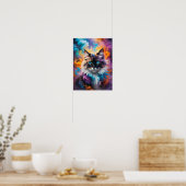 Majestic Fluffy Cat met Piercing Blue Eyes Poster (Keuken)