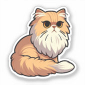 Majestic Fluffy Sinaasappel Cat – Regal Perzische  Sticker (Voorkant)