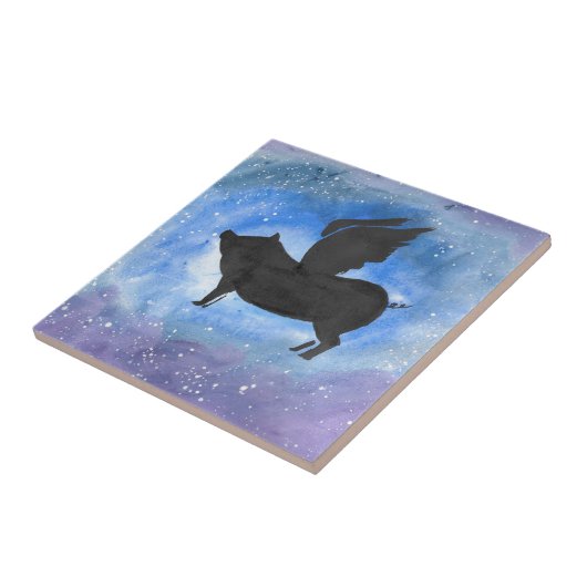 Majestic Flying Pig Tegeltje (Zijkant)