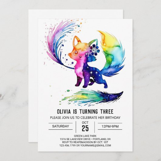 Majestic Forest Fox Digitale Meisje Verjaardag Kaart (Voorkant / Achterkant)