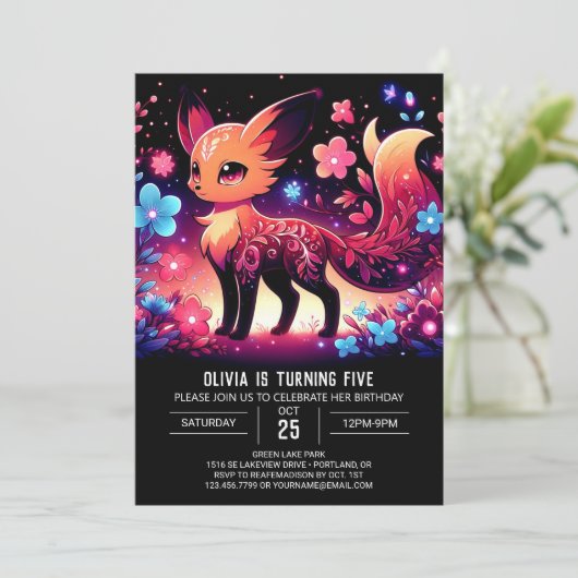 Majestic Fox digitale verjaardag Kaart (Staand voorkant)