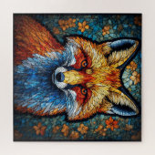 Majestic Fox Glas in lood Design Floral Motif Legpuzzel (Horizontaal)