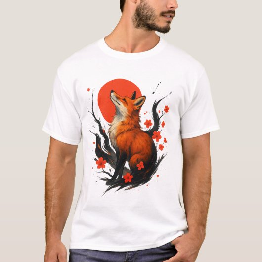 Majestic Fox Under the Rising Sun T-shirt (Voorkant)