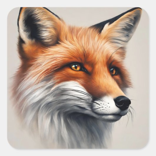 Majestic Fox Vierkante Sticker (Voorkant)