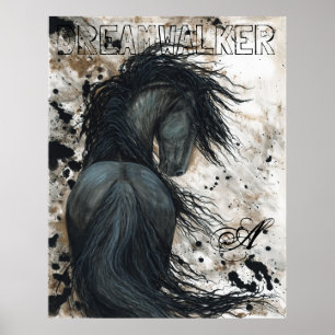 Majestic Friesian Black Stallion Horse van BiHrLe Poster