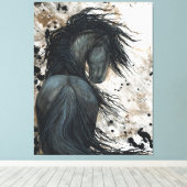 Majestic Friesian Horse by Bihrle Canvas Print (Insitu (Houten vloer))