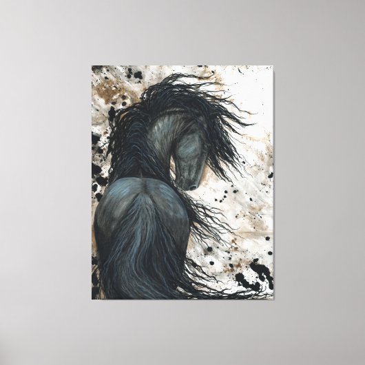 Majestic Friesian Horse by Bihrle Canvas Print (Voorkant)