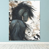 Majestic Friesian Horse by Bihrle Canvas Print (Insitu (Houten vloer))