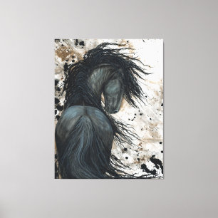 Majestic Friesian Horse by Bihrle Canvas Print