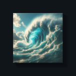 Majestic Giant Blue Wave - Dramatic Ocean Power  Canvas Afdruk<br><div class="desc">A stunning and dynamic digital artwork capturing the raw power of a massive, curling ocean wave. The deep turquoise water and white sea foam are set against a dramatic sky with sun-drenched clouds, creating a sense of awe and natural grandeur. Ideal for large-scale wall art in modern living rooms, surf-themed...</div>