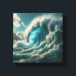 Majestic Giant Blue Wave - Dramatic Ocean Power Canvas Afdruk<br><div class="desc">A stunning and dynamic digital artwork capturing the raw power of a massive, curling ocean wave. The deep turquoise water and white sea foam are set against a dramatic sky with sun-drenched clouds, creating a sense of awe and natural grandeur. Ideal for large-scale wall art in modern living rooms, surf-themed...</div>