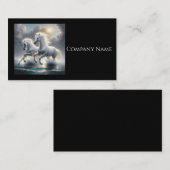 Majestic Glittery Witte Paarden Zeegezicht Visitekaartje (Voorkant / Achterkant)