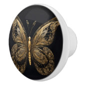 Majestic Gold Butterfly op zwart Keramische Knop (Rechts)