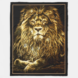 Majestic Gold Lion Fleece Deken